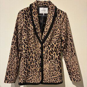 Frame Leopard/Cheetah Print 3-Button Velvet Blazer - Women's 2